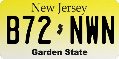 NJ license plate B72NWN