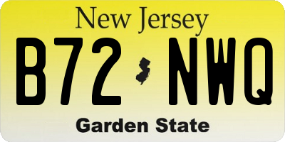 NJ license plate B72NWQ