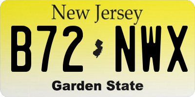 NJ license plate B72NWX