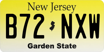 NJ license plate B72NXW