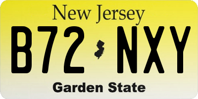 NJ license plate B72NXY