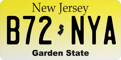 NJ license plate B72NYA