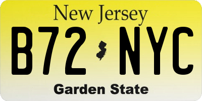 NJ license plate B72NYC