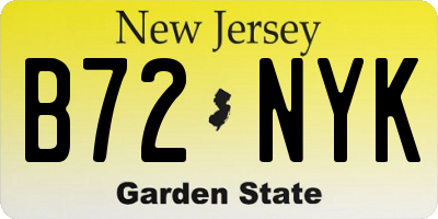 NJ license plate B72NYK