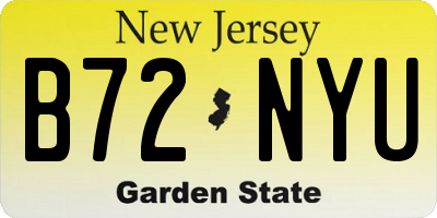 NJ license plate B72NYU