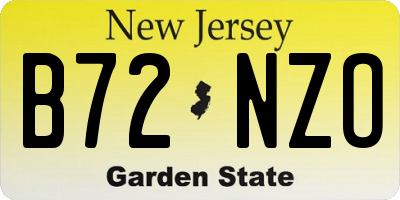 NJ license plate B72NZO