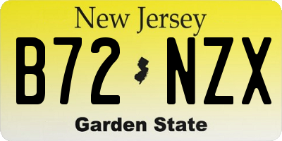 NJ license plate B72NZX