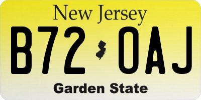 NJ license plate B72OAJ
