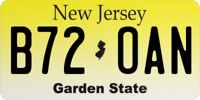 NJ license plate B72OAN