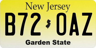NJ license plate B72OAZ