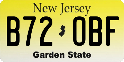 NJ license plate B72OBF