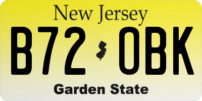 NJ license plate B72OBK
