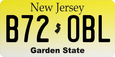 NJ license plate B72OBL