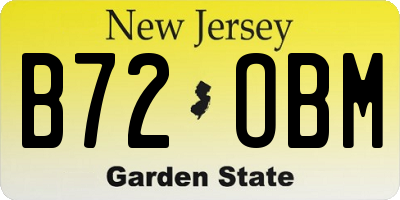 NJ license plate B72OBM