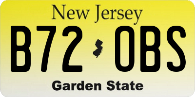 NJ license plate B72OBS