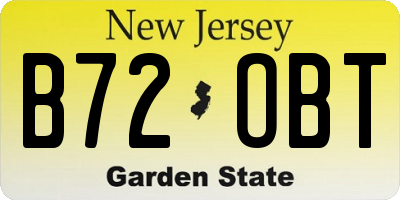 NJ license plate B72OBT