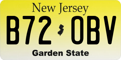 NJ license plate B72OBV