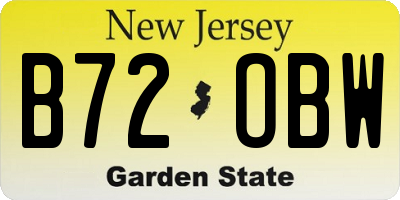 NJ license plate B72OBW