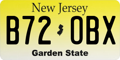 NJ license plate B72OBX