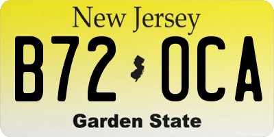 NJ license plate B72OCA