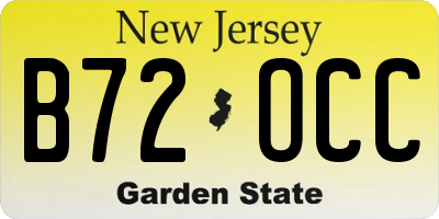NJ license plate B72OCC
