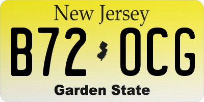 NJ license plate B72OCG