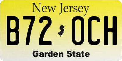 NJ license plate B72OCH