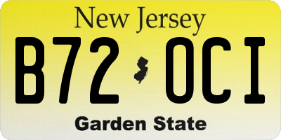 NJ license plate B72OCI