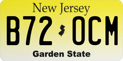 NJ license plate B72OCM