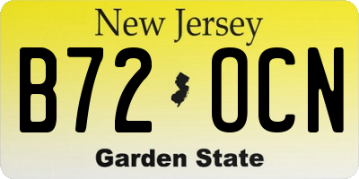 NJ license plate B72OCN
