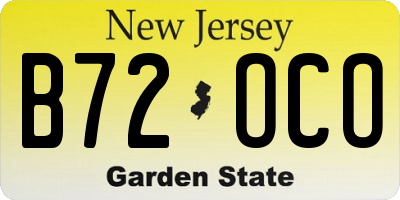 NJ license plate B72OCO