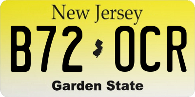 NJ license plate B72OCR