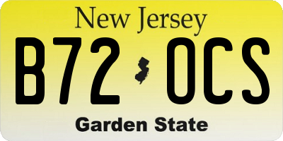 NJ license plate B72OCS
