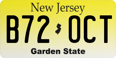 NJ license plate B72OCT