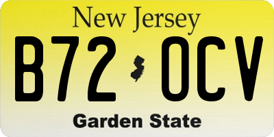 NJ license plate B72OCV