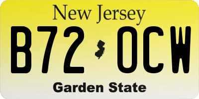 NJ license plate B72OCW