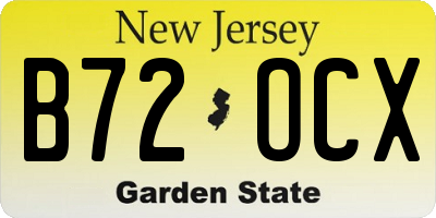 NJ license plate B72OCX