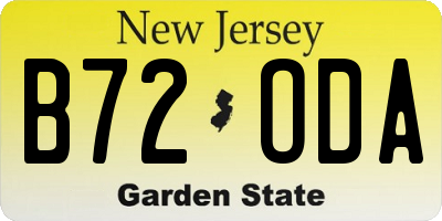 NJ license plate B72ODA