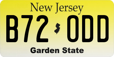 NJ license plate B72ODD