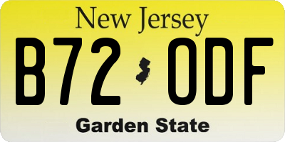 NJ license plate B72ODF