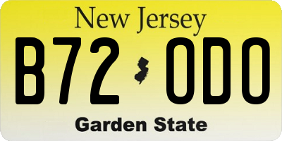 NJ license plate B72ODO