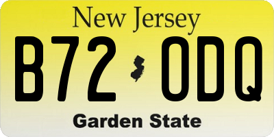 NJ license plate B72ODQ