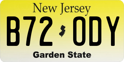 NJ license plate B72ODY