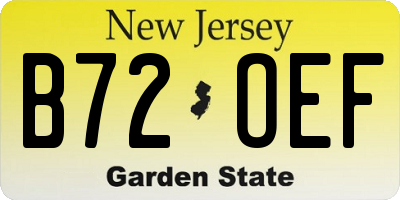 NJ license plate B72OEF