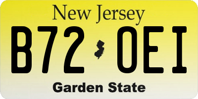 NJ license plate B72OEI