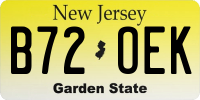 NJ license plate B72OEK