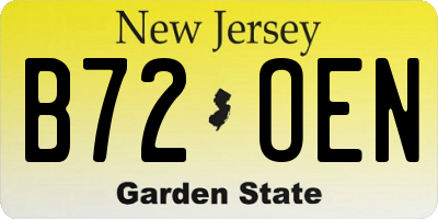 NJ license plate B72OEN