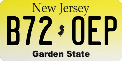 NJ license plate B72OEP
