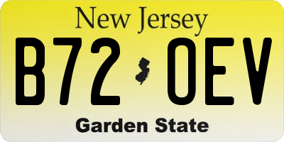 NJ license plate B72OEV