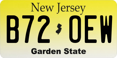 NJ license plate B72OEW